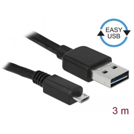 KAB Delock 83368 EASY - USB 2.0 A apa/USB 2.0 micro - B apa kábel - 3m