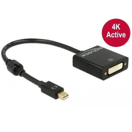 ADA Delock 62603 miniDisplayport 1.2 dugós csatl. - DVI csatlakozóhüvely 4K aktív adapter - Fekete