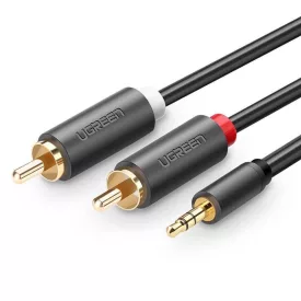 2xRCA apa - Jack 3,5 apa kábel 1,5m Ugreen AV102 szürke
