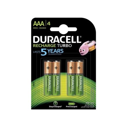 Tölthető Elem Mikro ceruza AAA 900mAh Duracell Recharge Turbo "R" NI-Mh