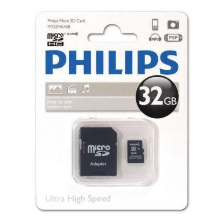 32GB microSDHC CL10 memóriakártya + adapter Philips FM32MP45B