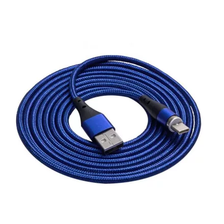 Akyga AK-USB-43 USB-A - Type-C kábel, 2m, kék szövet, mágneses